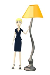 Wall Mural - 3d render of cartoon character with lamp