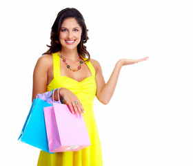 Wall Mural - Beautiful woman with a shopping bag.