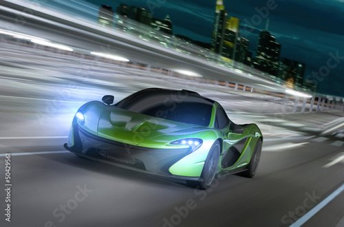 Naklejka - mata magnetyczna na lodówkę frankfurt city night racer