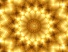Kaleidoscopic Pattern Of Light Behind Golden Curtain