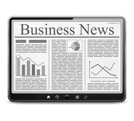Business news on the screen of tablet computer