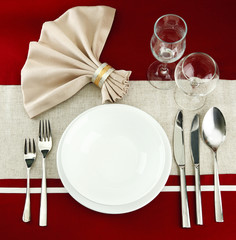 Sticker - holiday table setting, close up