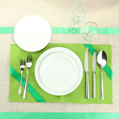 Fototapete - holiday table setting, close up