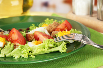 Wall Mural - Fresh mixed salad with eggs, tomato, salad leaves and other