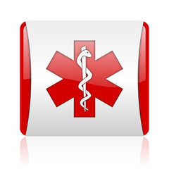 Poster - caduceus red and white square web glossy icon