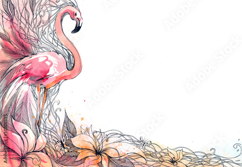 Naklejka na szybę flamingo