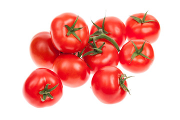 Wall Mural - Bunch of tomatoes on the vine isolated on white