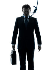 Wall Mural - business man with hangman noose around the neck silhouette