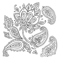 Sticker - Hand Drawn Paisley ornament.