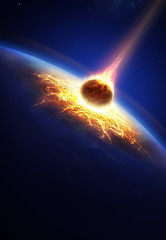 Wall Mural - Earth and asteroid colliding