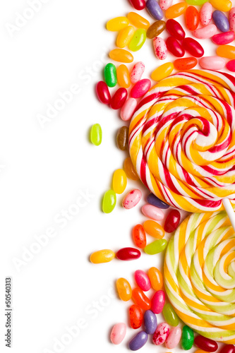 Fototapeta na wymiar colorful lollipop with jelly beans