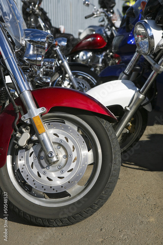 Obraz w ramie motorcycles on parking
