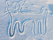 Hand draw of a cat in snow