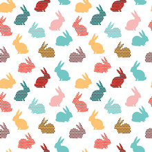 Cute Seamless Pattern With Bunnies