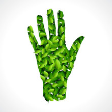 Green Leaf Shape Of Hand, Save Green Concept