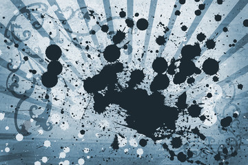 Poster - Blue art nouveau style design with paint splashes