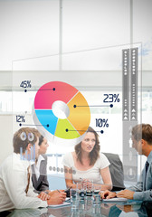Poster - Business workers using colorful pie chart interface
