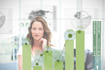 Poster - Blonde businesswoman using green chart interface