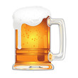 beer with bladder in glass mug on white