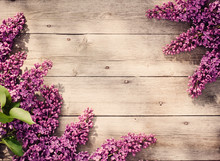 The Beautiful Lilac On A Wooden Background