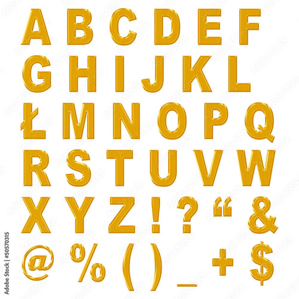 3D golden alphabet - letters - obrazy, fototapety, plakaty 
