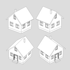 Wall Mural - house project vector black and white sketch