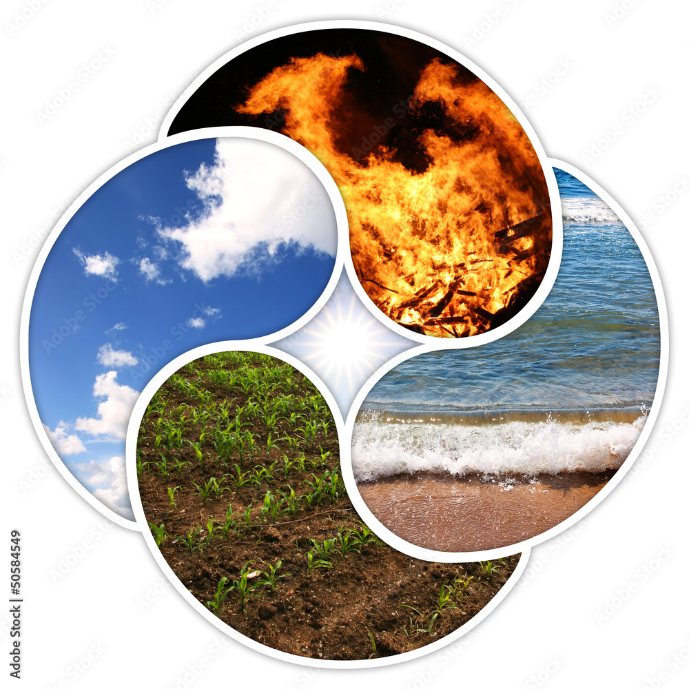 Vier Elemente - Feuer, Wasser, Erde, Luft - als YinYang-Symbole Stock  Illustration | Adobe Stock, image size:1000x1000