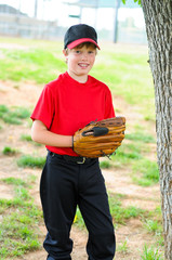 Youth baseball player portrait