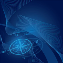 Compass On Blue Waves And Gradient Background
