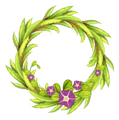 Poster - A round green border with flowers