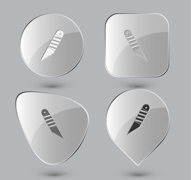 Knife. Glass buttons. Vector illustration.