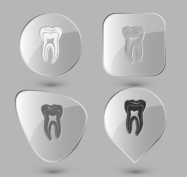 Tooth. Glass buttons. Vector illustration.