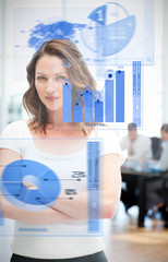 Poster - Confident businesswoman using chart interfaces