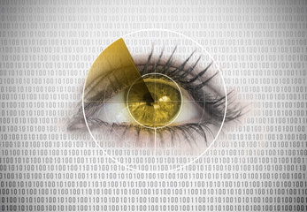 Poster - Close up of woman eye with a radar around it