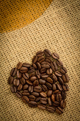 Poster - Heart made of roasted coffee beans