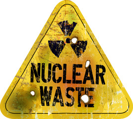 .nuclear waste warning sign, rotten and grungy, vector