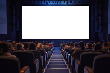 Empty cinema screen with audience.