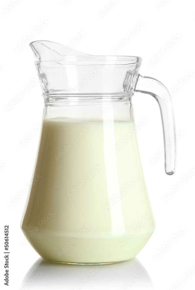 Pitcher of milk isolated on white