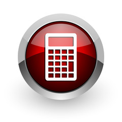 Poster - calculator red circle web glossy icon