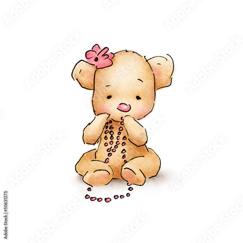 Naklejka na szafę baby bear with beads