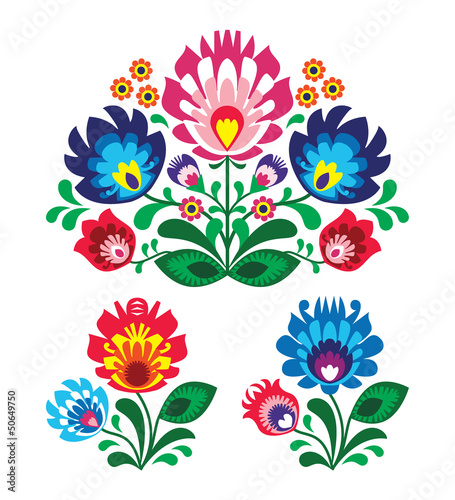 Tapeta ścienna na wymiar Polish floral folk embroidery pattern