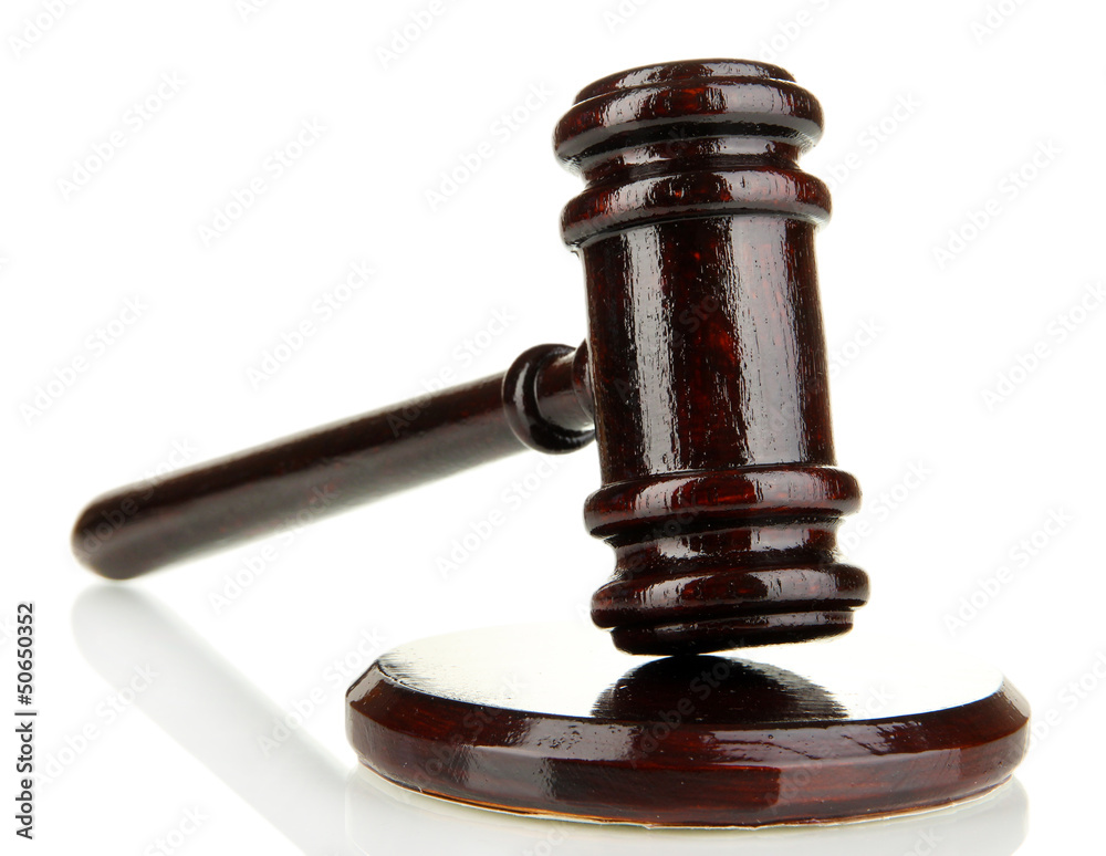 Wooden gavel isolated on white