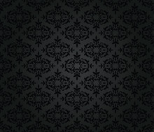 Seamless Black Floral Damask Wallpaper Pattern