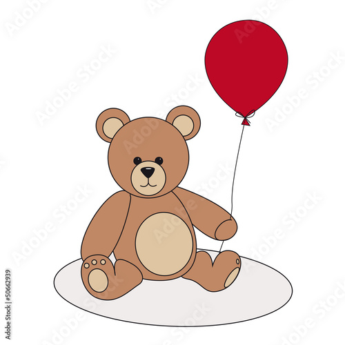 Teddy mit rotem Luftballon Adobe Stock