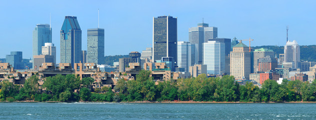 Wall Mural - Montreal city skyline over river panorama