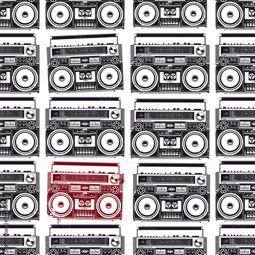 Plakat na zamówienie Old-school tape recorders in psychedelic style