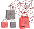 Пакеты для покупок  с пауком и паутиной на белом фоне