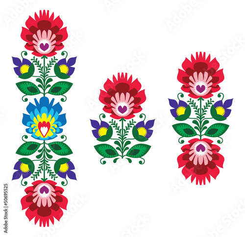 Naklejka - mata magnetyczna na lodówkę Folk embroidery - floral traditional polish pattern