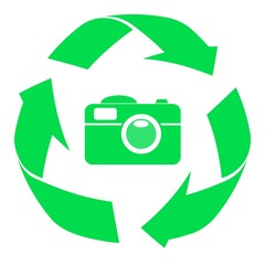 Poster - Appareil photo dans un symbole recyclage