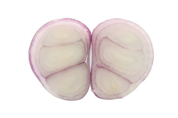 Shallots sliced in white background